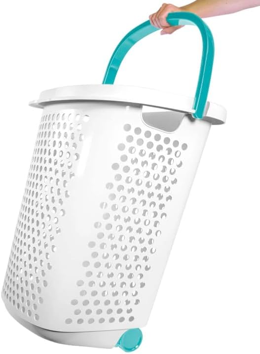 Plastic Rolling Laundry Basket - Image 2