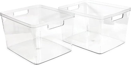 Isaac Jacobs 2-Pack Extra-Large Clear Storage Bins w/Cutout Handles, Plastic - Image 2