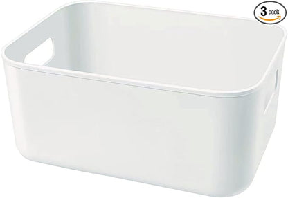 Set Of 3 Plastic Storage Bins, Versatile Kitchen Pantry Organization and Storage by Amyup