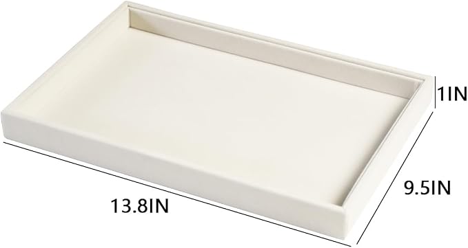 Coward 2Pcs/Set Stackable Jewerlry Organizer Tray Beige Velvet Blank Tray Holder - Image 6