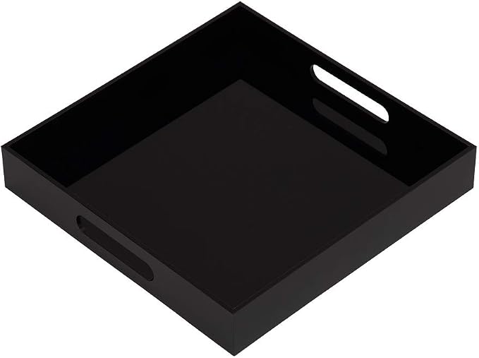 Glossy Black Sturdy Acrylic Serving Tray by KEVLANG