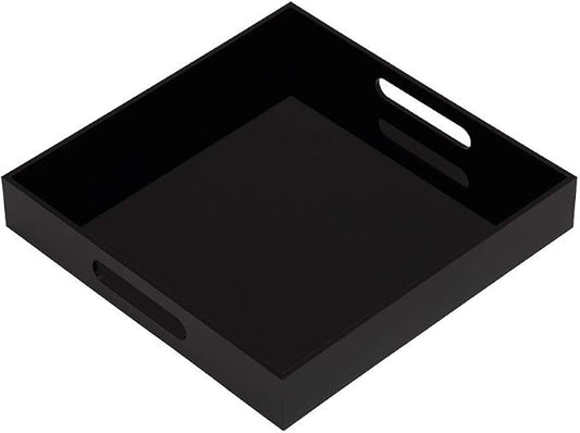 Glossy Black Sturdy Acrylic Serving Tray by KEVLANG
