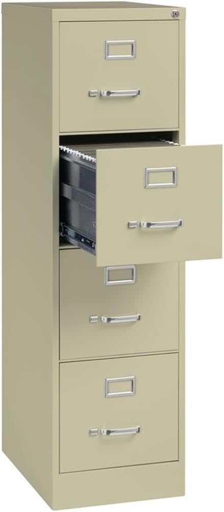 Scranton and Co 22" Deep 4 Drawer Letter File Cabinet in Putty, Fully Assembled - Image 5