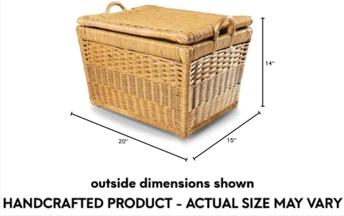 The Basket Lady Lift-Off Lid Wicker Storage Basket, 20 in L x 15 in W x 14 in H - Image 9
