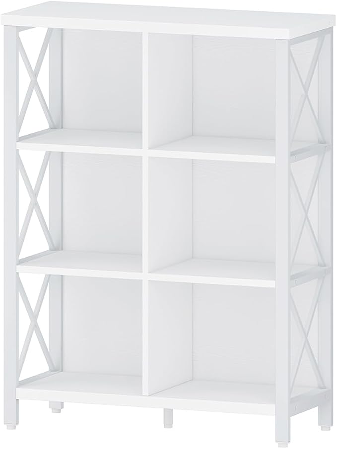 FATORRI 6 Cube Storage Organizer Shelf, Wood and Metal Cubby Bookshelf - Image 9