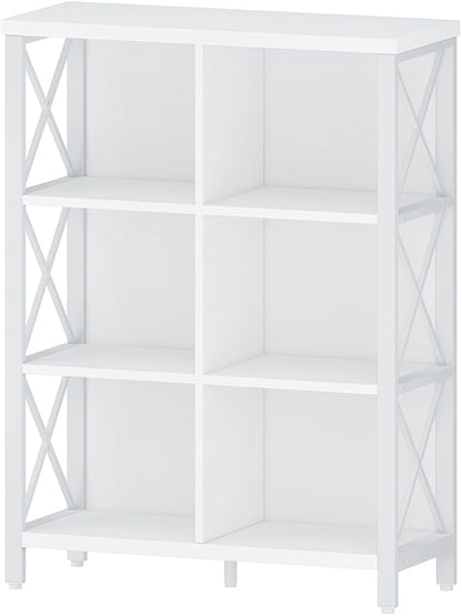 FATORRI 6 Cube Storage Organizer Shelf, Wood and Metal Cubby Bookshelf - Image 9