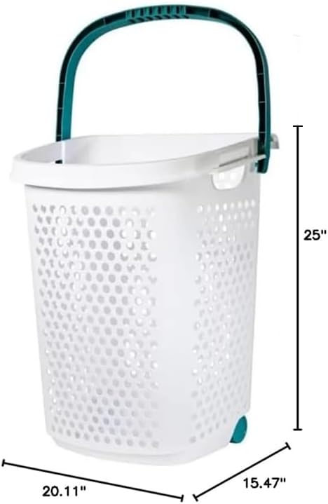 Plastic Rolling Laundry Basket - Image 3