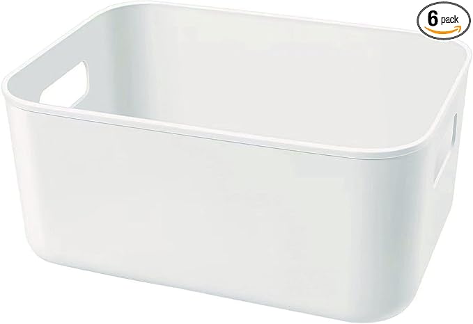 Set Of 6 Plastic Storage Bins, Versatile Kitchen Pantry Organization and Storage by Amyup