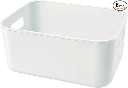 Set Of 6 Plastic Storage Bins, Versatile Kitchen Pantry Organization and Storage by Amyup