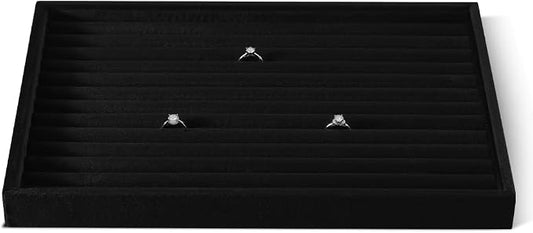 Velvet Ring Display Tray, Stackable Muilt Slot Rings Ear Stud Storage Tray by Dansmiy