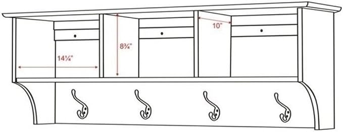 Prepac 48" Contemporary Wall Mounted Coat Rack, Coat Hooks Wall Mount - Image 3