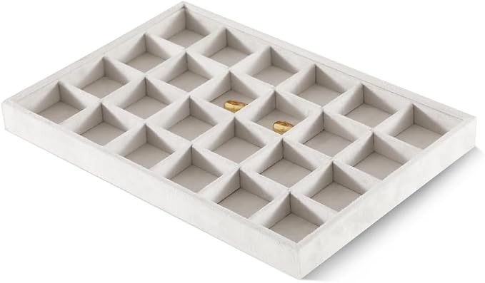 Velvet Stackable Jewelry Display Tray, 24 Grid Earring Ring Storage Tray - Image 3
