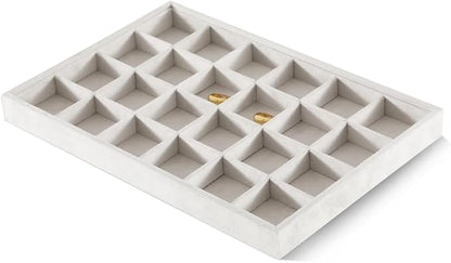 Velvet Stackable Jewelry Display Tray, 24 Grid Earring Ring Storage Tray - Image 3