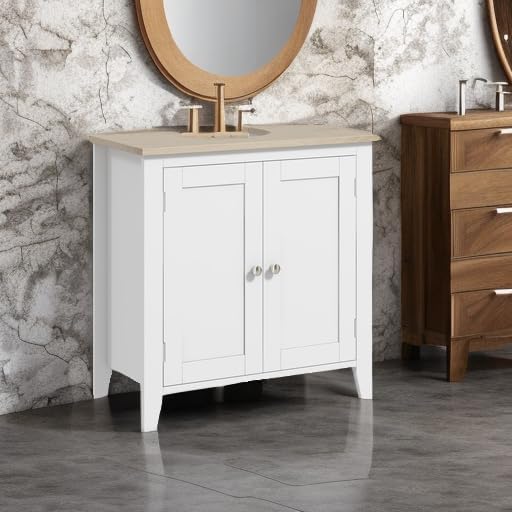 kleankin Pedestal Sink Storage Cabinet, Under Sink Cabinet - Image 6