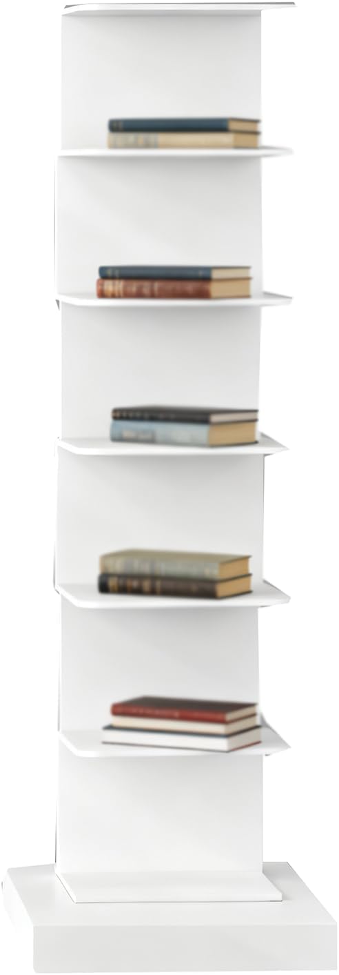 Invisible Vertical Spine Bookshelf Tower, Tall Narrow Metal Bookshelf by Unknown