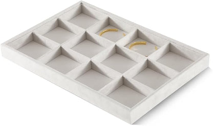 Velvet Stackable Jewelry Display Tray, 12 Grid Watch Bangle Bracelet Storage - Image 3