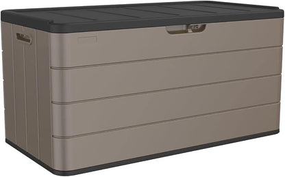 100 Gallon Plus Resin Deck Box, Waterproof Outdoor Storage Box by Unknown