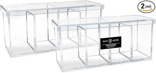 Isaac Jacobs 2-Pack 4-Compartment Clear Acrylic Organizers by IsaacJacobs