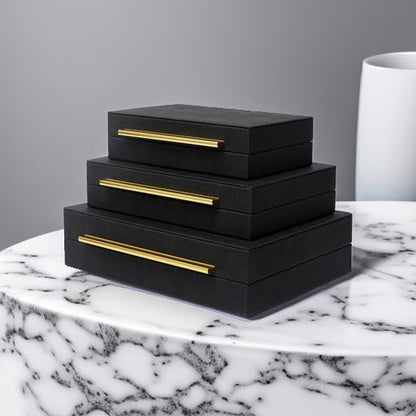 Faux Shagreen Leather Jewelry Storage Boxes Set of 3 - Image 5