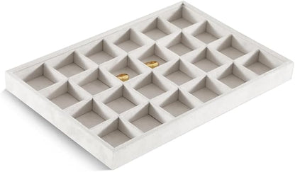 Velvet Stackable Jewelry Display Tray, 24 Grid Earring Ring Storage Tray - Image 4