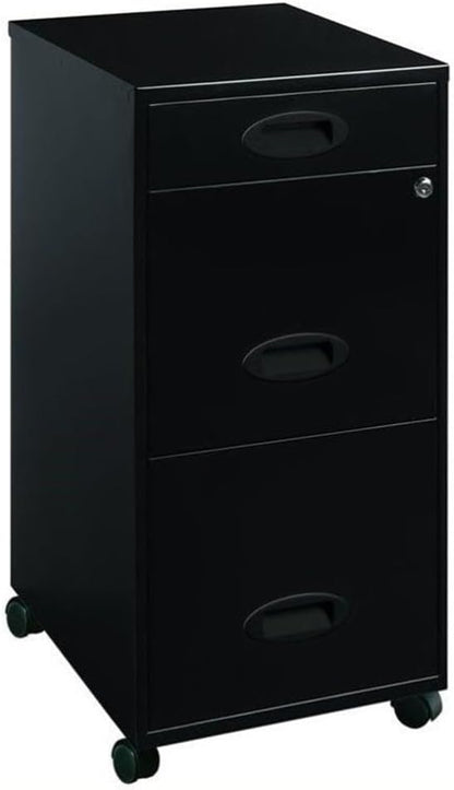 Pemberly Row 3 Drawers 29.52" Vertical Black Metal Filing Cabinet Lockable by PEMBERLYROW