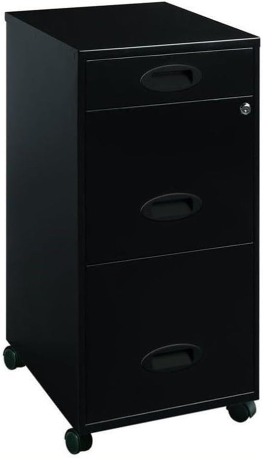 Pemberly Row 3 Drawers 29.52" Vertical Black Metal Filing Cabinet Lockable by PEMBERLYROW