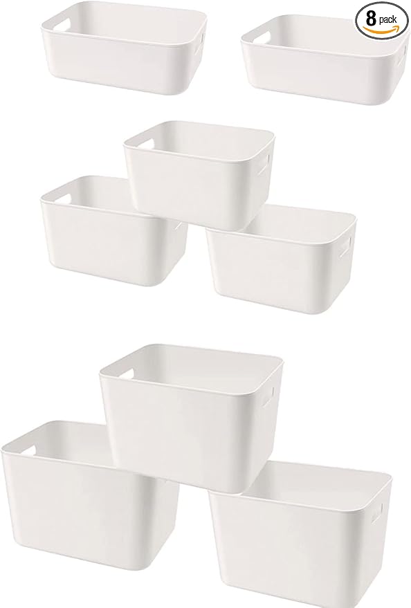 Set Of 8 Plastic Storage Bins, Versatile Kitchen Pantry Organization and Storage by Amyup