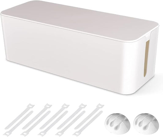 Cable Management Box, Large Cord Organizer Box to Hide Power Strip & Under Desk by Chouky