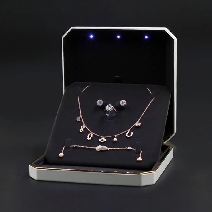 HSLFUAI Necklace Box with Led Light, Jewelry Box - Image 4