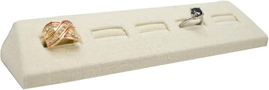 Novel Box 5-Slot Beige Linen Rings/Earrings/Cufflinks Holder Tray 8.12x1.75x1 by NovelBoxCompanyLtd