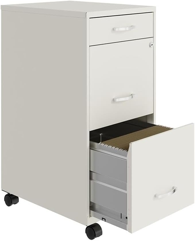 Pemberly Row 3 Drawers 29.52" Vertical White Metal Filing Cabinet Lockable - Image 4