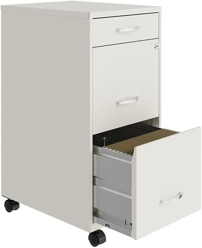 Pemberly Row 3 Drawers 29.52" Vertical White Metal Filing Cabinet Lockable - Image 4
