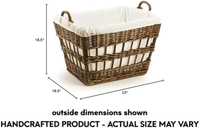 The Basket Lady Wicker French Laundry Basket, 23 in L x 18.5 in W x 18.5 in H - Image 4
