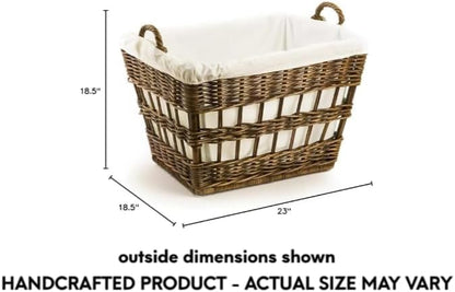 The Basket Lady Wicker French Laundry Basket, 23 in L x 18.5 in W x 18.5 in H - Image 4