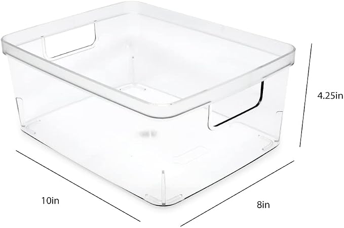 Isaac Jacobs 3-Pack Medium Clear Storage Bins w/Cutout Handles, Plastic - Image 3