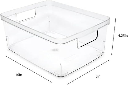Isaac Jacobs 3-Pack Medium Clear Storage Bins w/Cutout Handles, Plastic - Image 3
