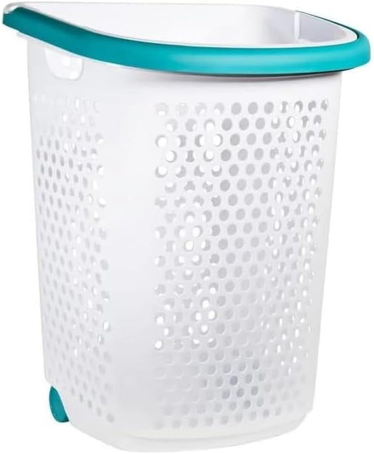 Plastic Rolling Laundry Basket by Unknown