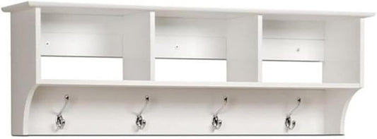 Prepac 48" Contemporary Wall Mounted Coat Rack, Coat Hooks Wall Mount by PREPACRTASTORAGEFURNITURE