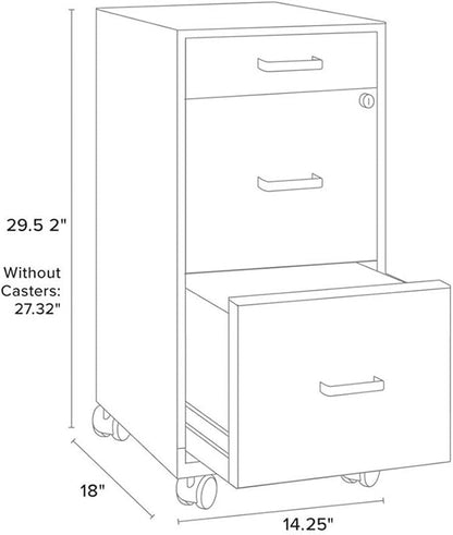 Pemberly Row 3 Drawers 29.52" Vertical Silver Metal Filing Cabinet Lockable - Image 2