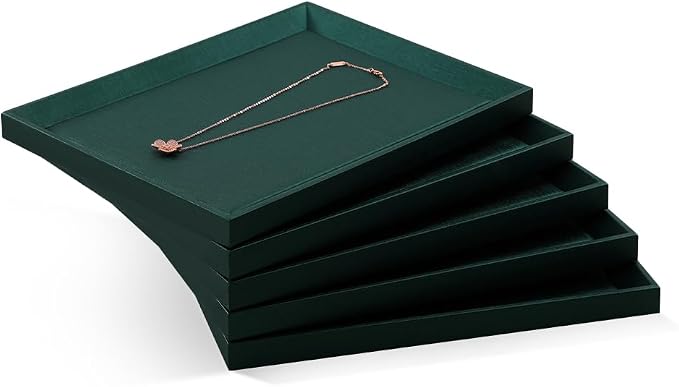 Flat Tray For Jewelry, Leather Tray, Premium Green Jewelry Tray, Stackable - Image 5