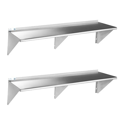 ROCKPOINT Stainless Steel Shelf 12 x 72 Inches 450lb, 2 Pack NSF Commercial by ROCKPOINT