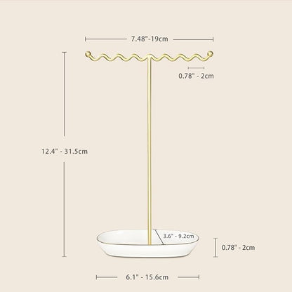 Elegant Jewelry Holder Stand: Metal Tree & Ceramic Tray Organizer - Image 6