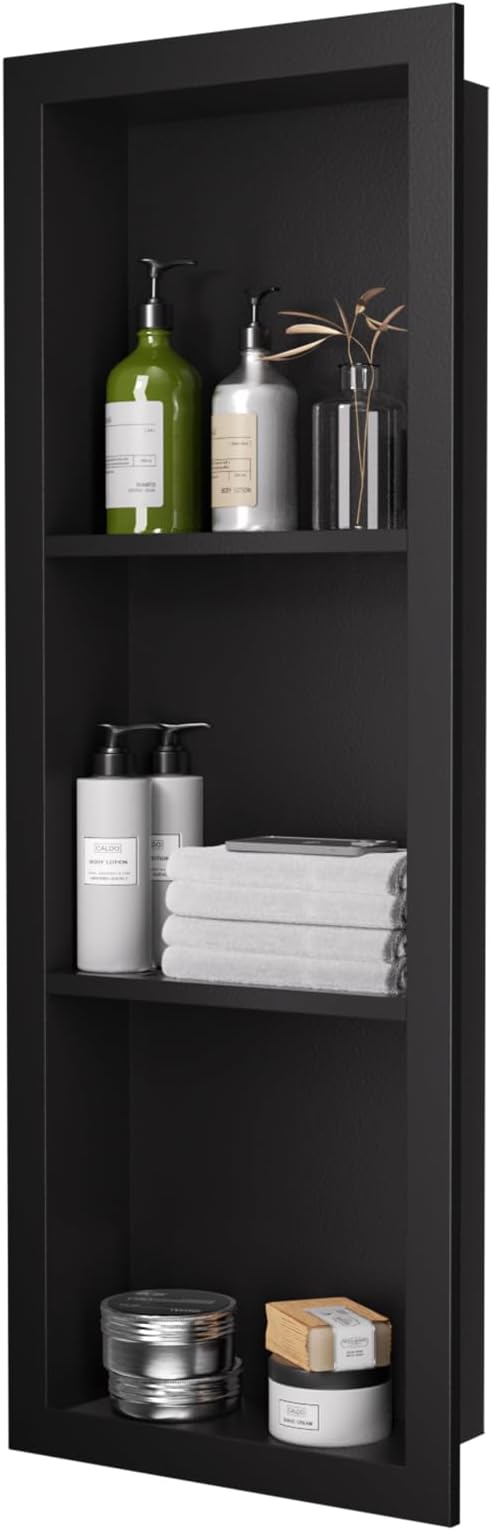 12" x 36" Stainless Steel Shower Niche, 3-Tier Waterproof Shelves, No-Tile by Unknown
