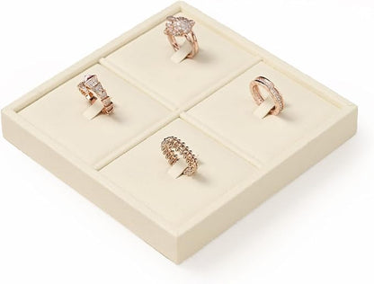 Oirlv Microfiber 4 Slots Jewelry Ring Display Tray Rings Display Organizer Tray - Image 6