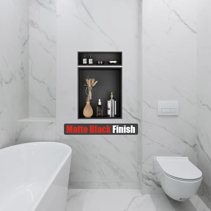JQK Shower Niche No Tile Need, 304 Stainless Steel Recessed Shower Caddy - Image 6