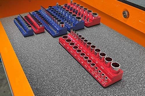Olsa Tools Magnetic Socket Organizer | 3/8-inch Drive | SAE | RED | Holds 26 - Image 5