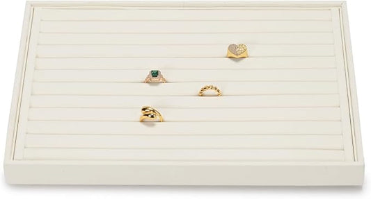 Jewelry Ring Display Tray Beige Microfiber Ring Earrings Display Organizer Tray by Woodten