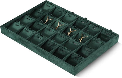 Velvet Necklace Display Tray, Stackable 24 Grid Insert Pendant Necklaces - Image 3