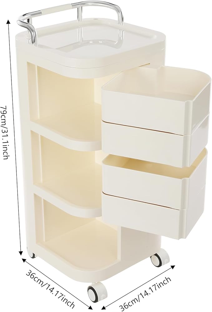 3 Tier Rolling Storage Drawer Cart, 4 Drawers Plastic Rolling Cart - Image 4