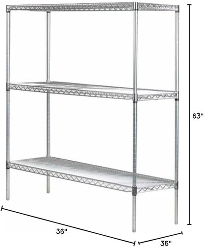 Omega 36" Deep x 36" Wide x 63" High 3 Tier Chrome Starter Shelving Unit - Image 2